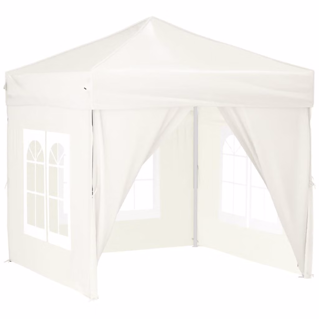 Tenda per Feste Pieghevole con Pareti Laterali Crema 2x2 m