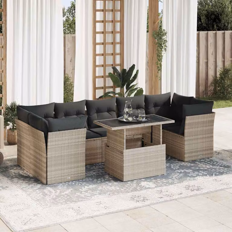 Maison Exclusive - Set Divano Giardino 10 pz con Cuscini Grigio Chiaro Polyrattan