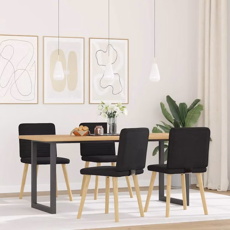 Sedie da Pranzo 4 pz Nere in Tessuto