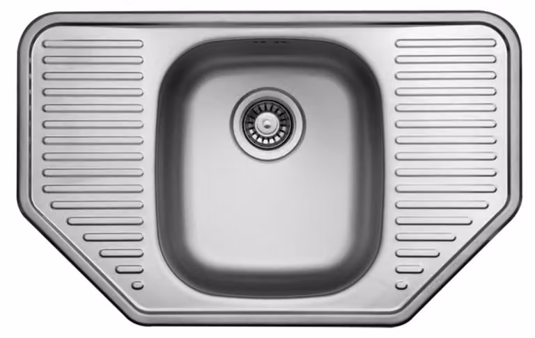 Lavello in acciaio inossidabile 78x49 cm con ripiano, lavello da incasso, lavabo, lavello da cucina Nils