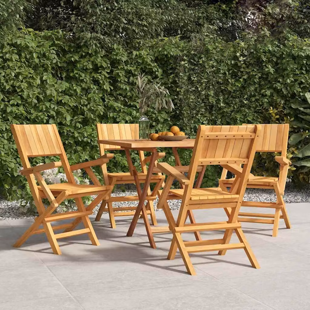 Set di 4 sedie pieghevoli vidaXL in legno di teak marrone con braccioli L/P/H: 55 x 61 x 90 cm