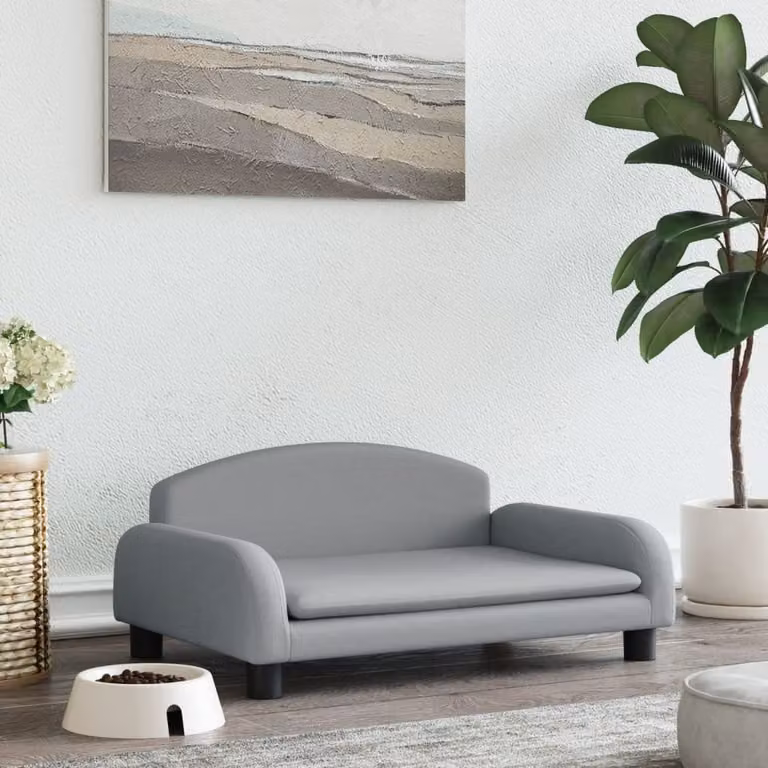 The Living Store Letto per cani grigio chiaro 70x45x30 cm tessuto