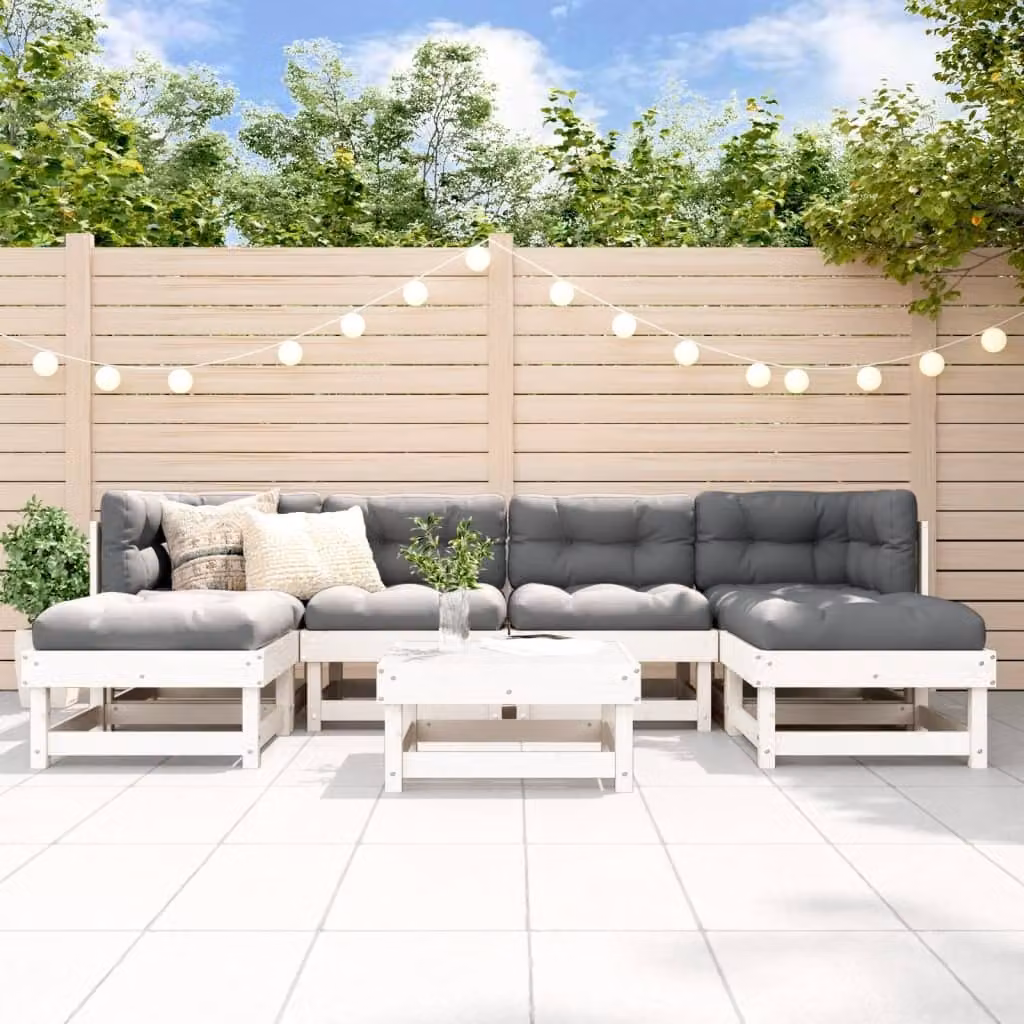 Maison Exclusive - Set Salotto da Giardino 7 pz Bianco in Legno Massello di Pino
