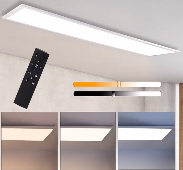 ZMH LED plafoniera pannello dimmerabile 120x30 cm con telecomando 48W pannello soffitto lampada soggiorno 3840LM moderna luce notturna camera da letto lampada ufficio bianco luce per ufficio cucina corridoio