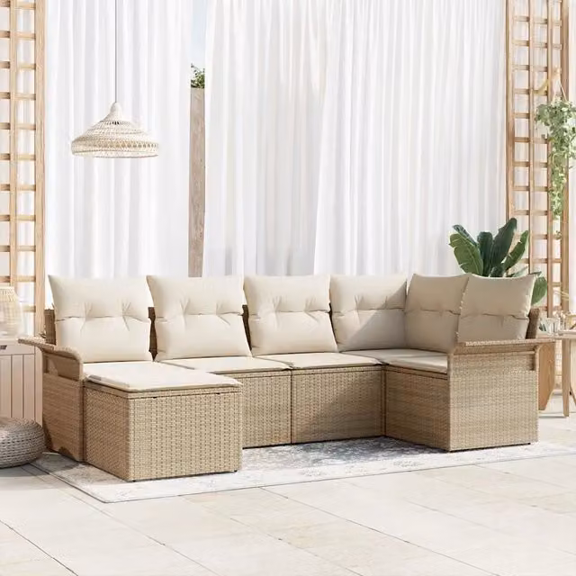 Set Divano da Giardino 6 pz Beige polyrattan 3354100