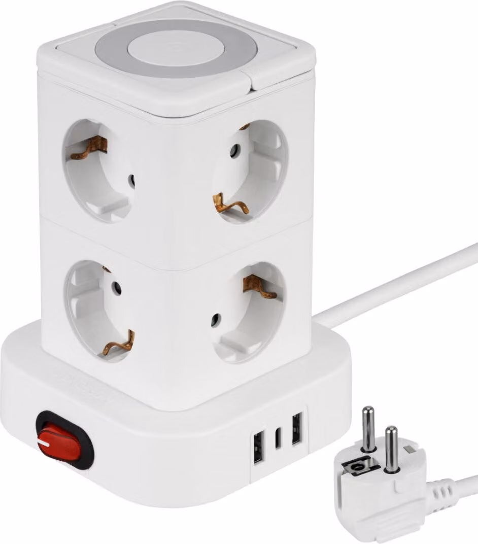 Ciabatta elettrica a 8 prese I USB-A USB-C I Luce LED