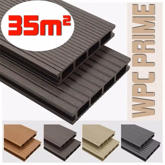 Listoni WPC per pavimentazione decking colore Coffee, copertura 35m², L: 220 cm, H: 14 cm, Spessore: 2,5 cm
