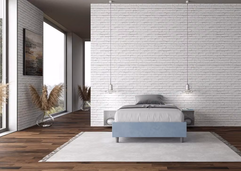 Letto Matrimoniale Francese Azelia con Contenitore e Rete a Molle GIORDANOSHOP Blu L/P: 140 x 190 cm – 2