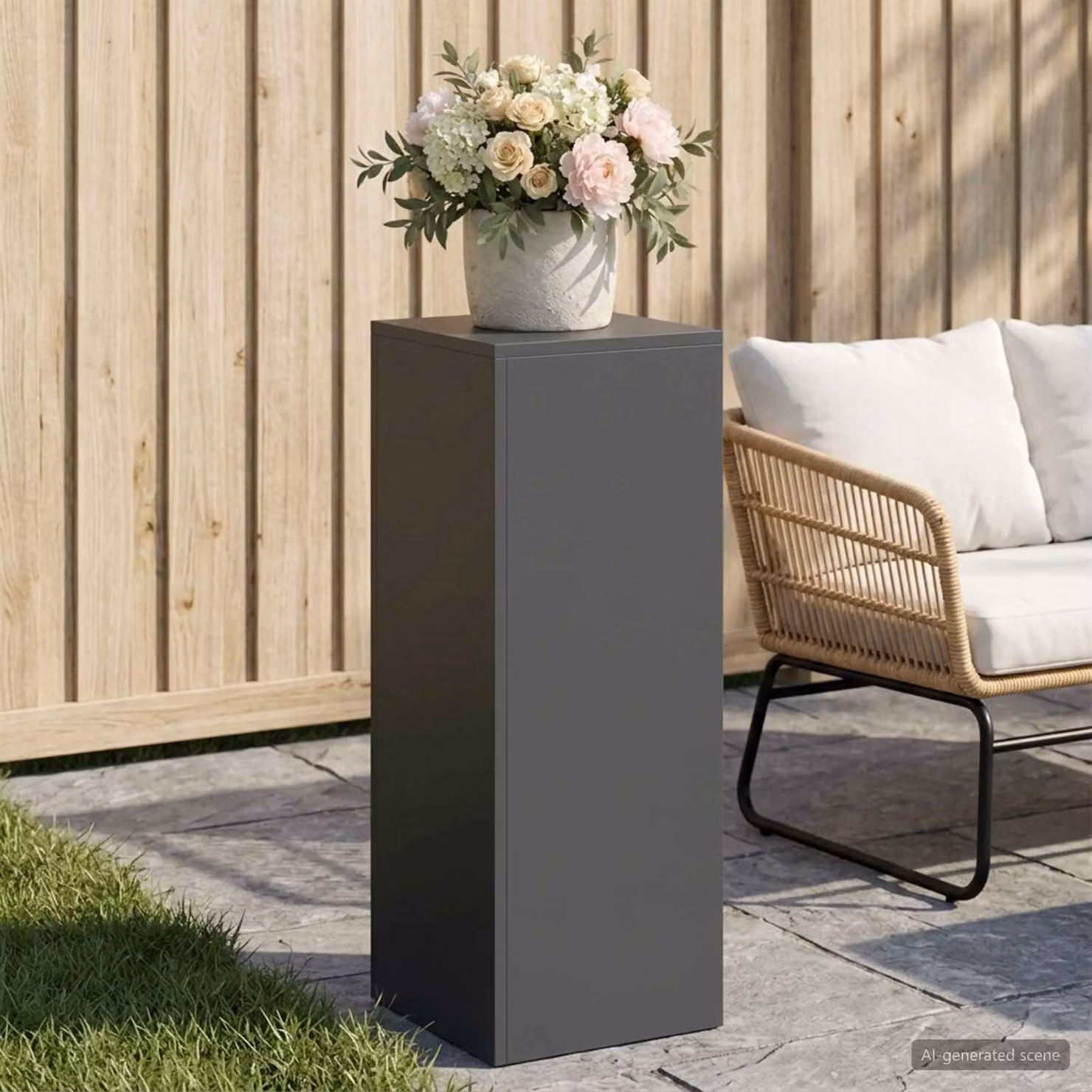 Supporto per piante vidaXL in metallo antracite L/P/H: 30 x 30 x 80 cm