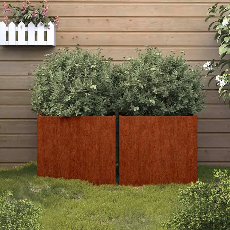 Set di 2 fioriere vidaXL in acciaio Corten color marrone L: 49 cm, P: 47 cm, H: 46 cm
