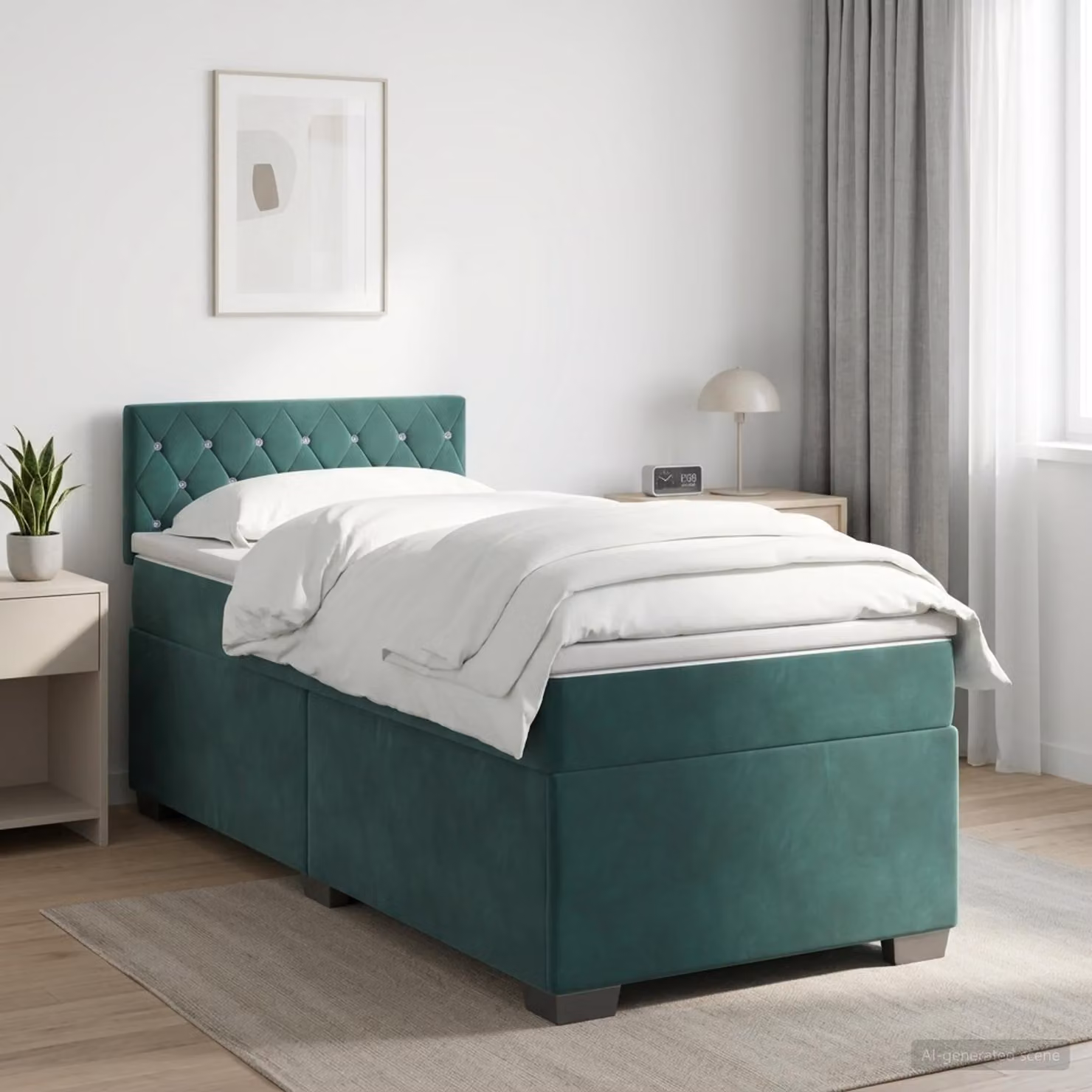 Maison Exclusive - Letto boxspring con materasso verde scuro 90 x 200 cm velluto