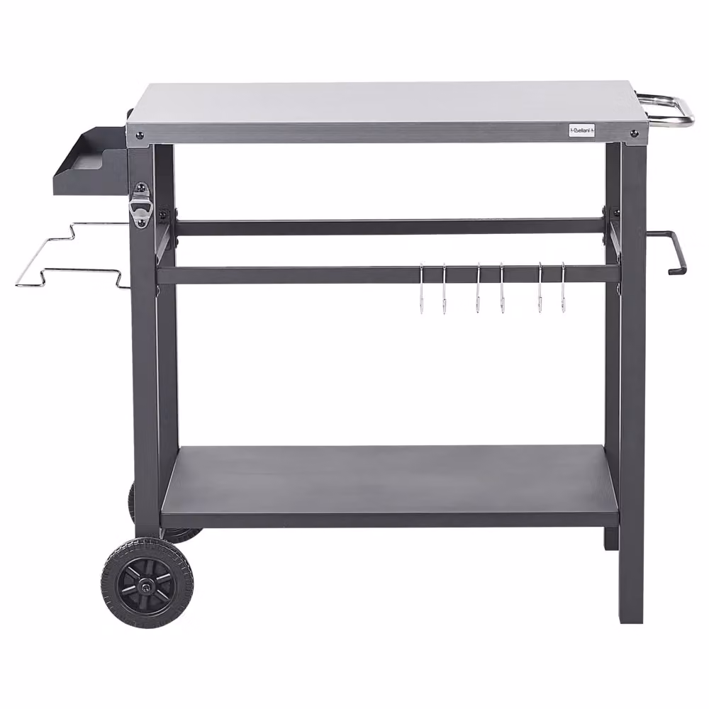 Carrello da servizio BELIANI per cucina e giardino in metallo nero opaco con ruote L: 115.0 cm, P: 60.0 cm, H: 83.0 cm – 2