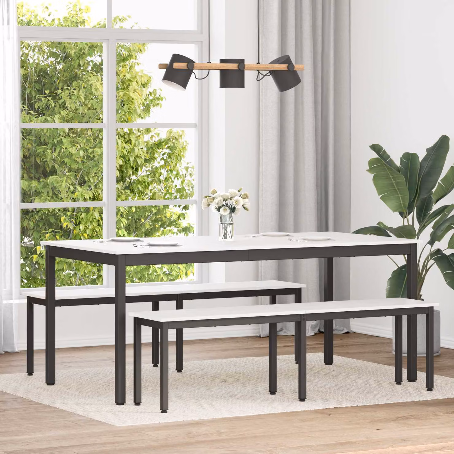 vidaXL Tavolo da pranzo rettangolare in pino massello bianco L: 180 cm, P: 90 cm, H: 75 cm