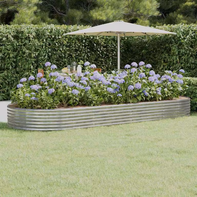 Letto da giardino rialzato vidaXL in acciaio zincato Argento L: 373 cm, P: 140 cm, H: 36 cm