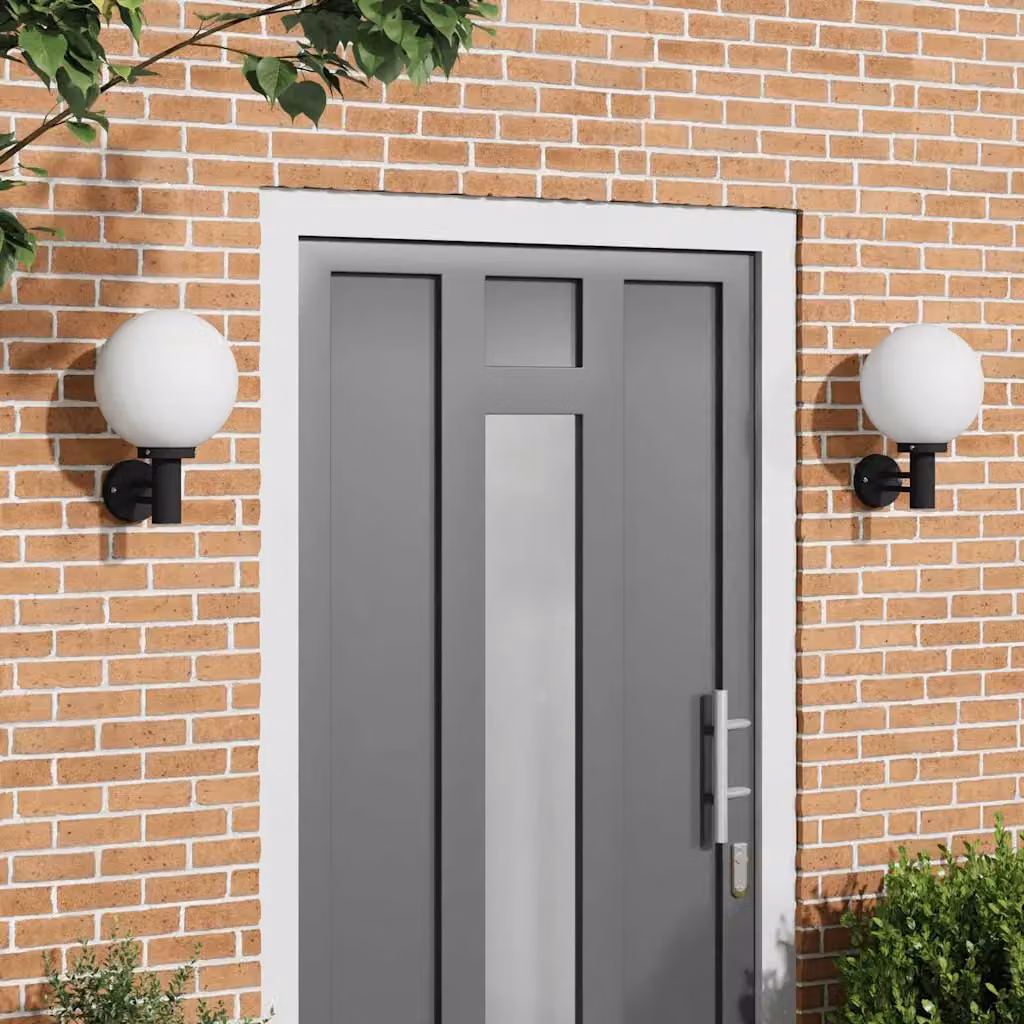 Set di 2 lampade da parete esterne vidaXL in nero per giardino e terrazza, H 38 x L 28 x P 25 cm