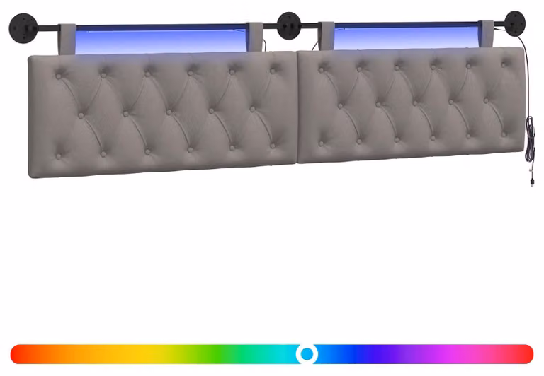 Testiera sospesa Con luce LED Tortora Tessuto