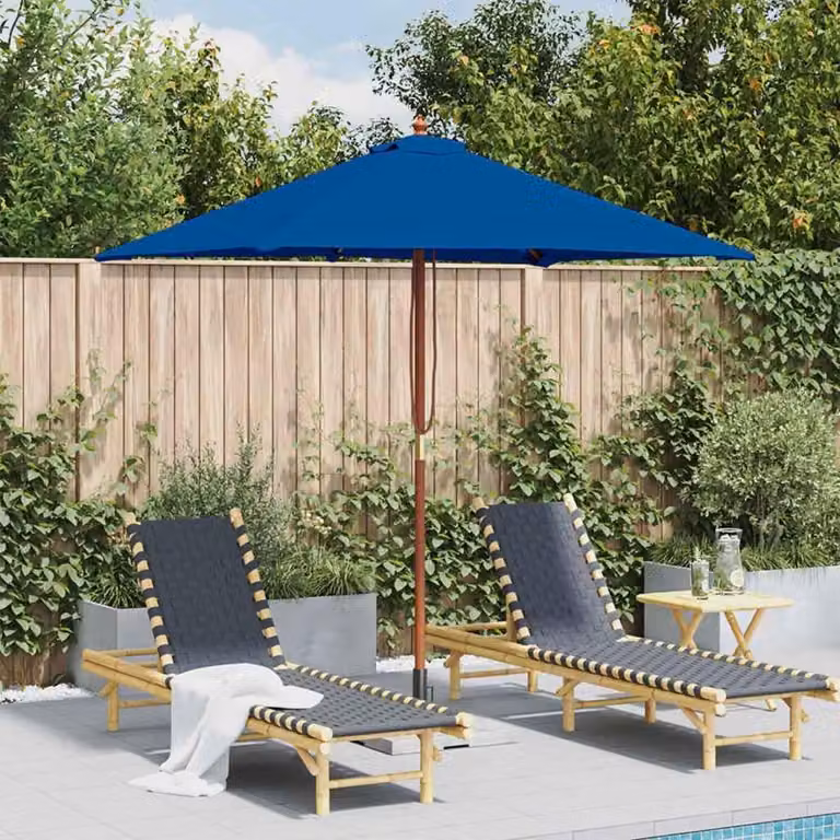 Maison Exclusive - Ombrellone con palo in legno, blu, 150x200 cm