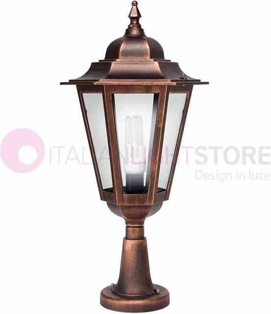 Luce da cancello Dafne Grande Iris Luce Linea Garden, lanterna classica per esterno con struttura nero-oro e diffusore trasparente, montaggio a parete o su palo