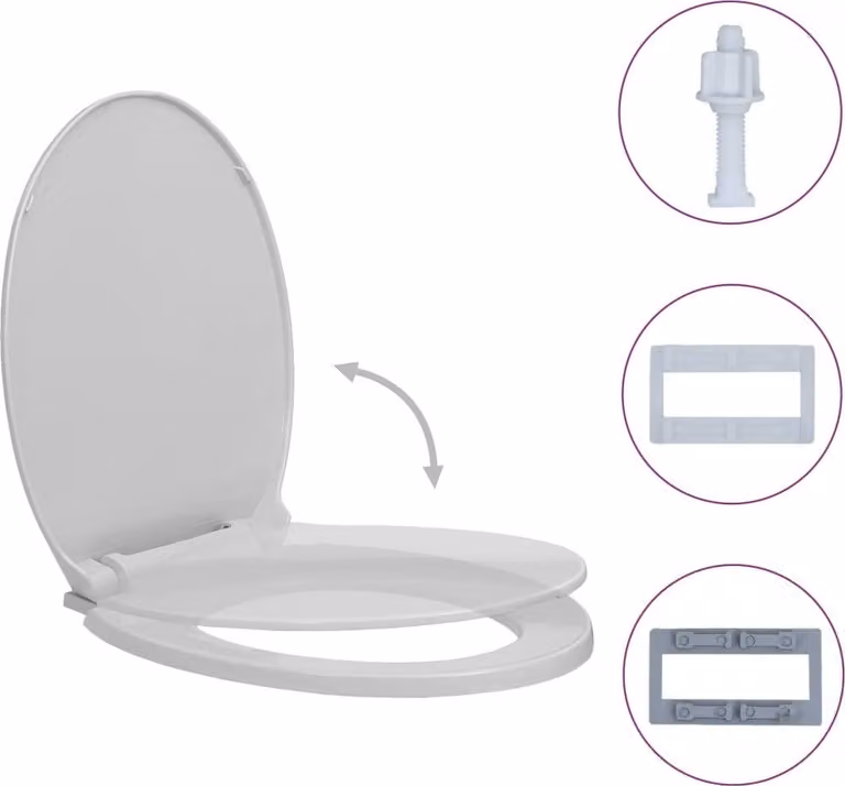 Tavoletta WC a Chiusura Morbida Grigio Chiaro Ovale