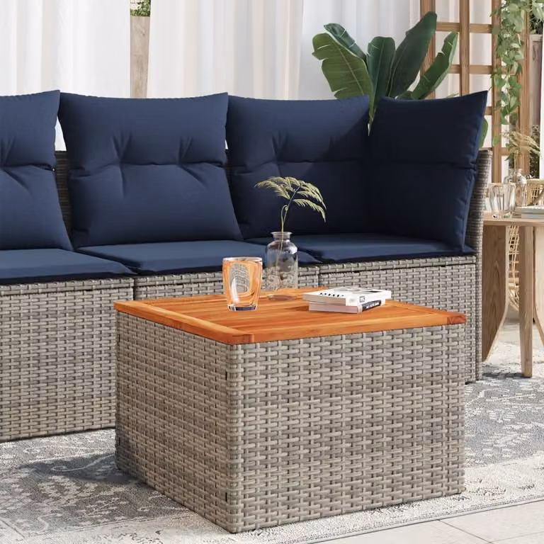 Maison Exclusive - Tavolo da giardino grigio 55x55x37 cm in polyrattan e legno di acacia
