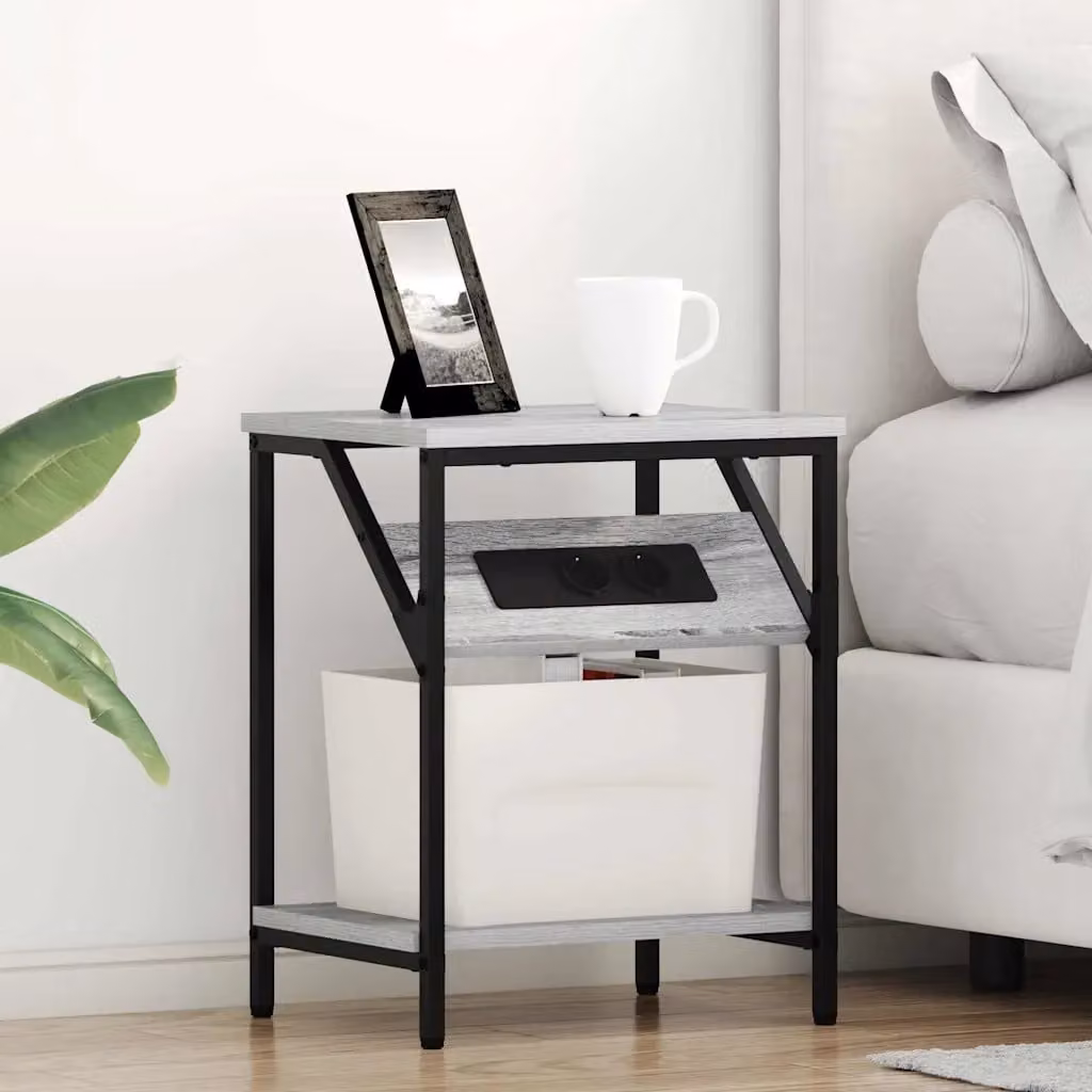 vidaXL Armadio da Notte Grigio Opaco L/P/H: 38 x 30 x 48 cm