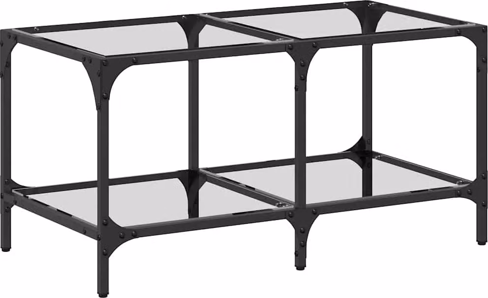 Tavolini con Piano Vetro Trasparente 2 pz 78,5x40x40 cm Acciaio