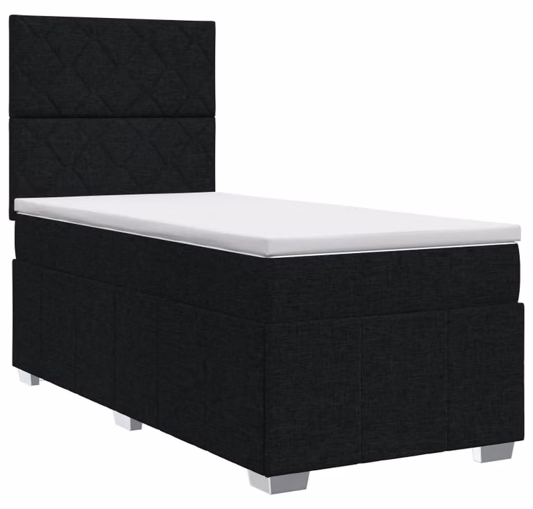 Letto a molle con materasso nero 90 x 200 cm in tessuto