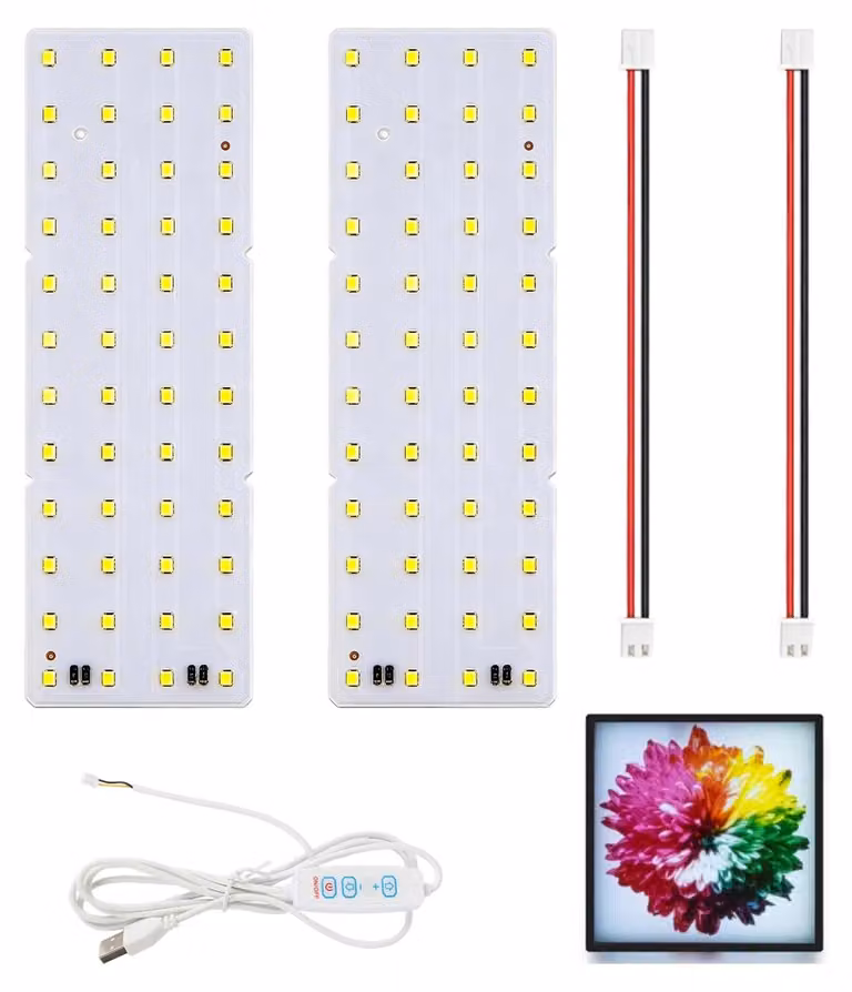Illuminazione LED per litofane: set di 2 pezzi con cavo USB, ideale per foto e opere d'arte stampate in 3D