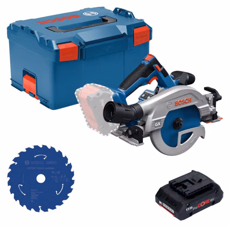 Sega circolare a batteria Bosch GKS 18V-57-2 GX Professional 18 V 165 mm Brushless + 1x batteria ProCORE 4,0 Ah + L-Boxx - senza caricabatterie