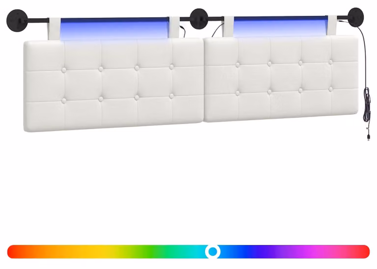 Testiera sospesa Con luce LED Bianco Pelle finta