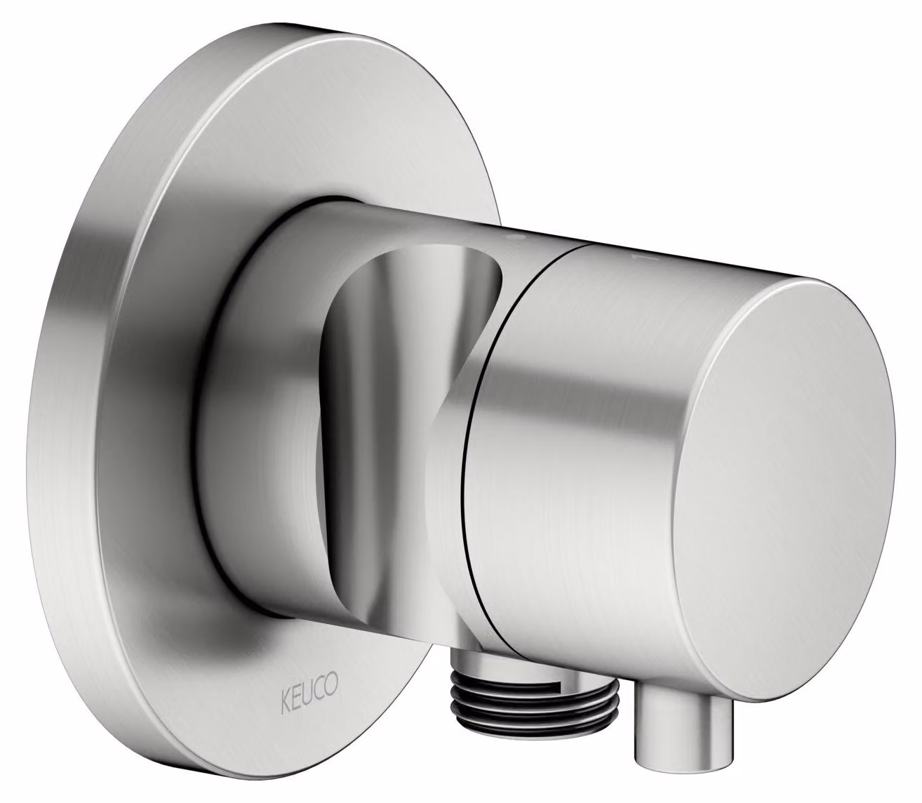 KEUCO IXMO Vanne d'inversion à encastrer 2 consommateurs, raccord de flexible, poignée Comfort et support de douche, sans arrêt, rosace ronde, 59556061201, 59556061201