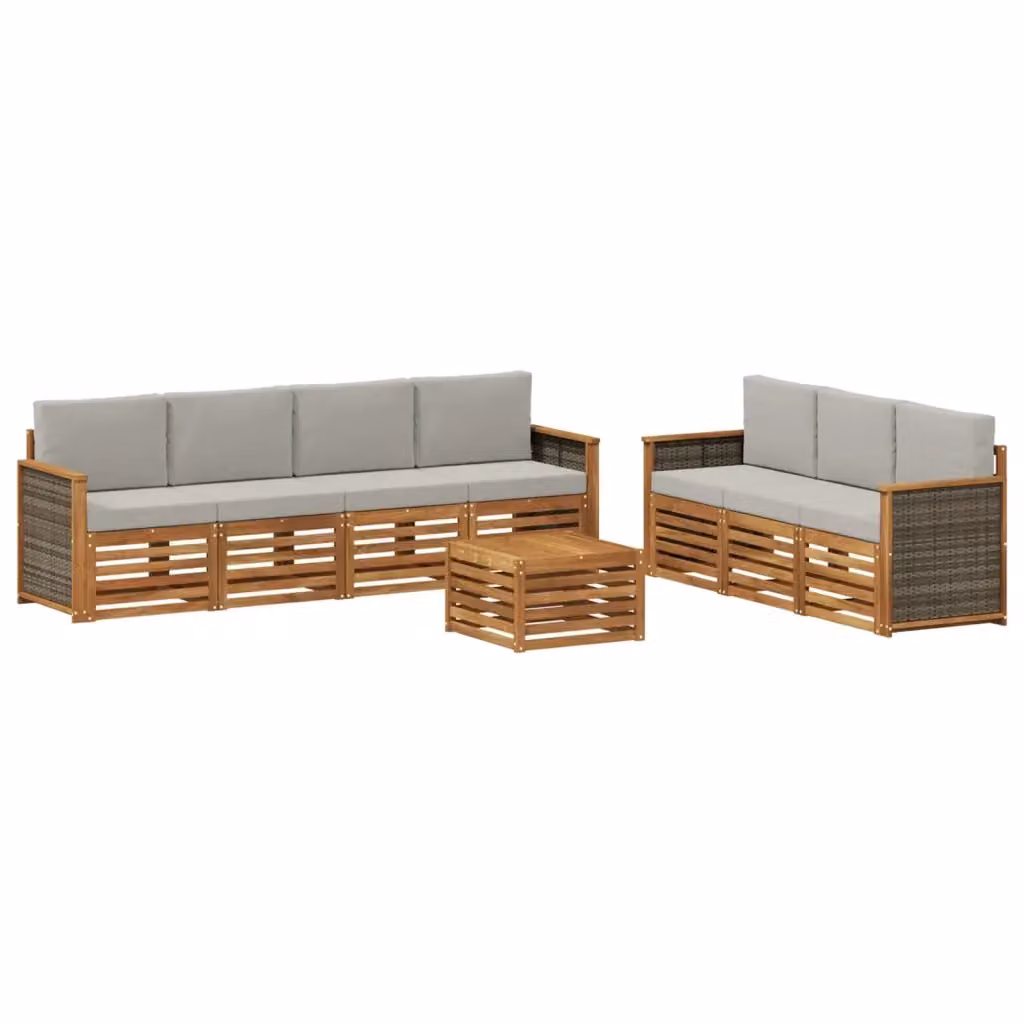 Set di divani da giardino vidaXL in legno di acacia con cuscini beige e grigio per 8 persone – 2