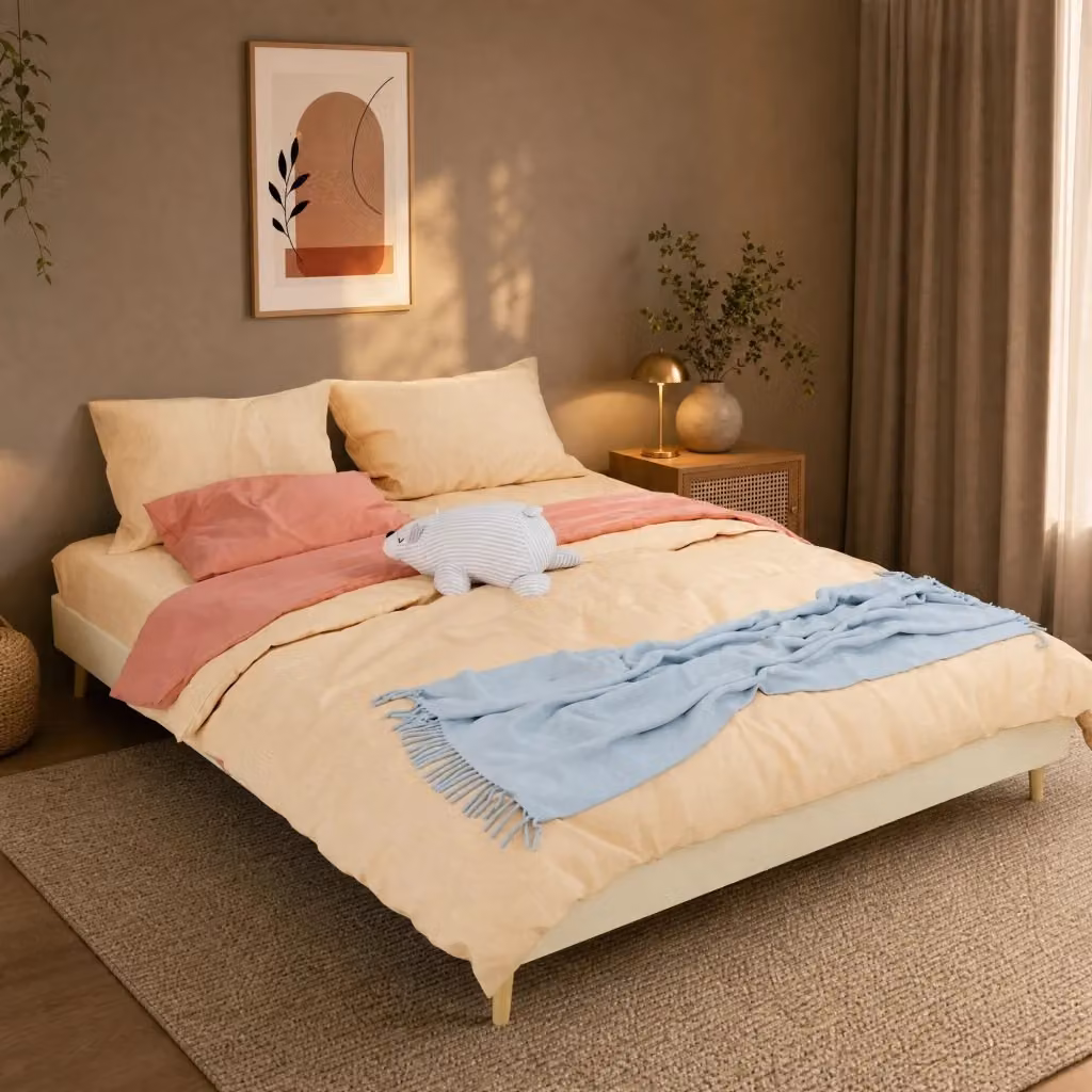 Letto moderno Mivray con struttura in metallo rivestita in tessuto beige L 160 x P 200 cm – 2