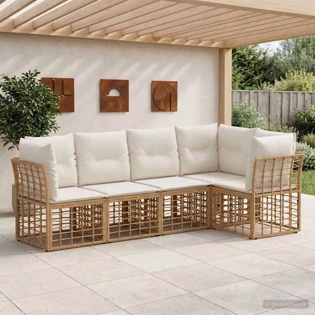 Set di divani da esterno Naturale Poliestere 3437468