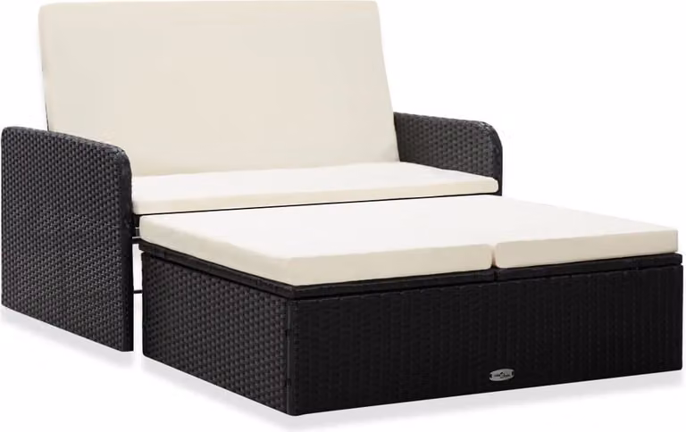 Maison Exclusive - Set da giardino a 2 pezzi con cuscini in rattan sintetico nero