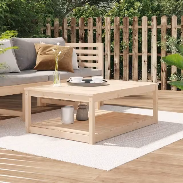 Tavolo da giardino vidaXL in legno di pino beige stile rustico L: 121 cm, P: 82,5 cm, H: 45 cm