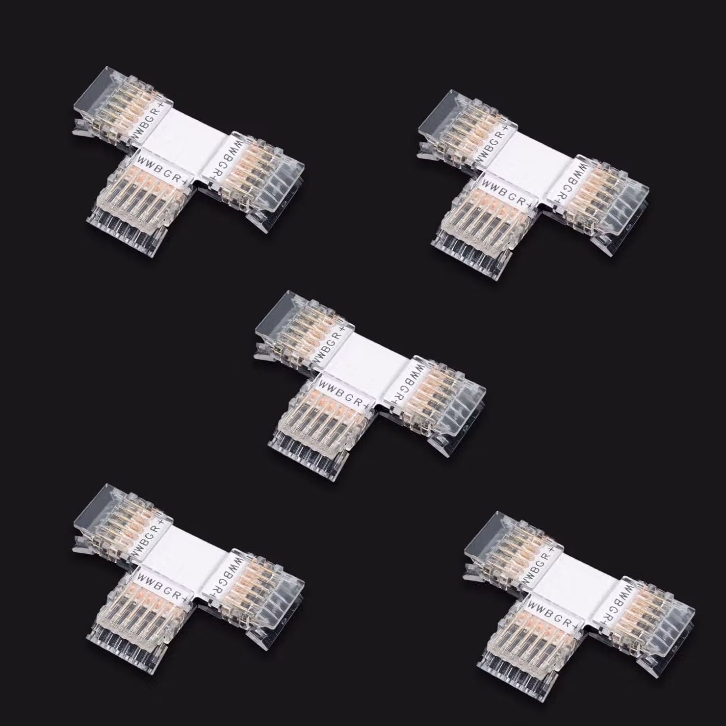 Connettore a T a 6 pin da 12 mm per strisce LED SMD 5050, confezione da 5 pezzi