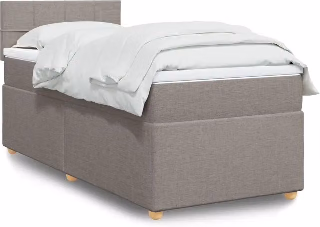 Letto a molle con materasso vidaXL in tessuto beige e grigio L/P/H: 200 x 80 x 100,5 cm