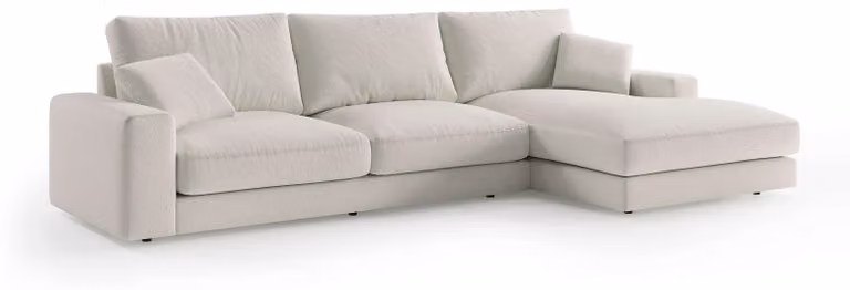 Divano angolare Harvesty, lato destro, color crema e tortora