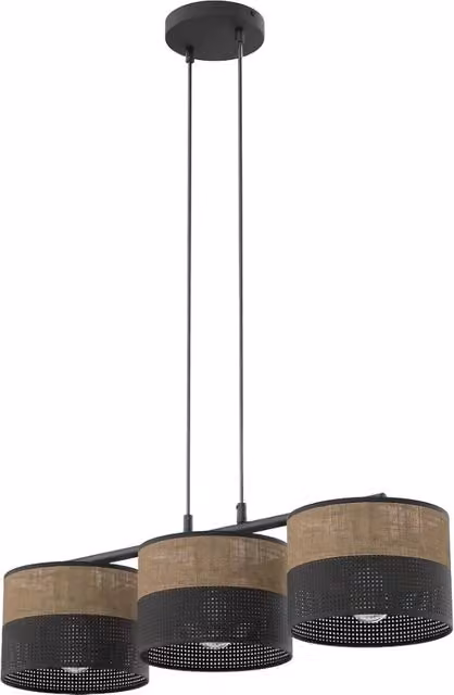 Lampada sospesa moderna KARBON Emibig in metallo nera e marrone con 3 attacchi E27