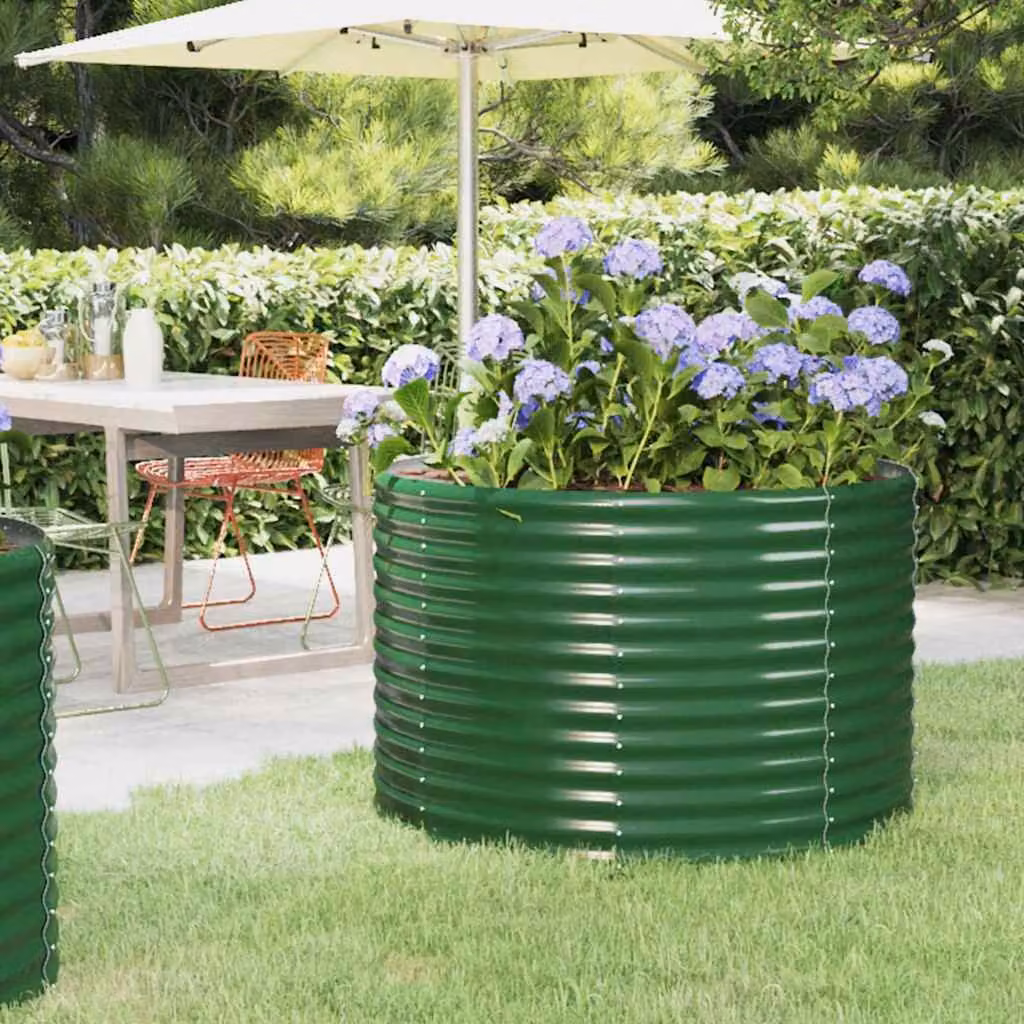 Letto rialzato per orto e giardino vidaXL in acciaio zincato verde L 100 cm, P 100 cm, H 68 cm