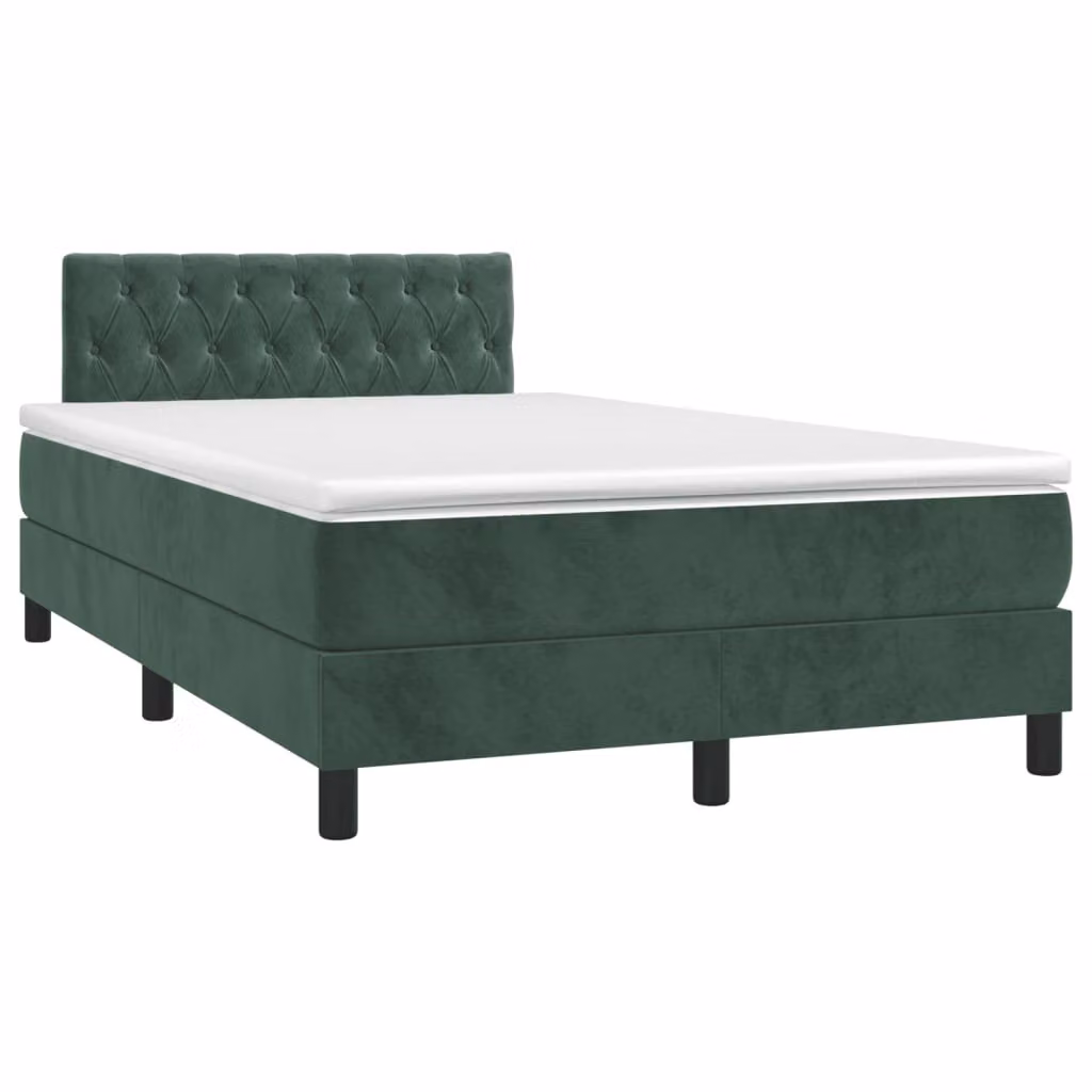 Maison Exclusive - Letto a Molle con Materasso e LED Verde Scuro 120x190cm Velluto