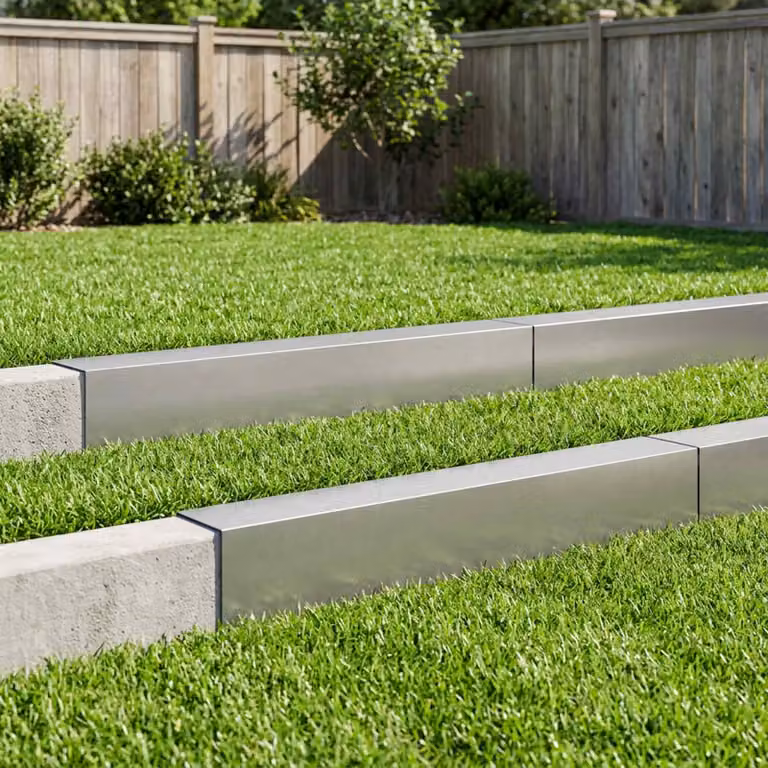 Set di 10 profili di copertura per giardino vidaXL in acciaio inossidabile grigio, L 100 x P 15 x H 15 cm