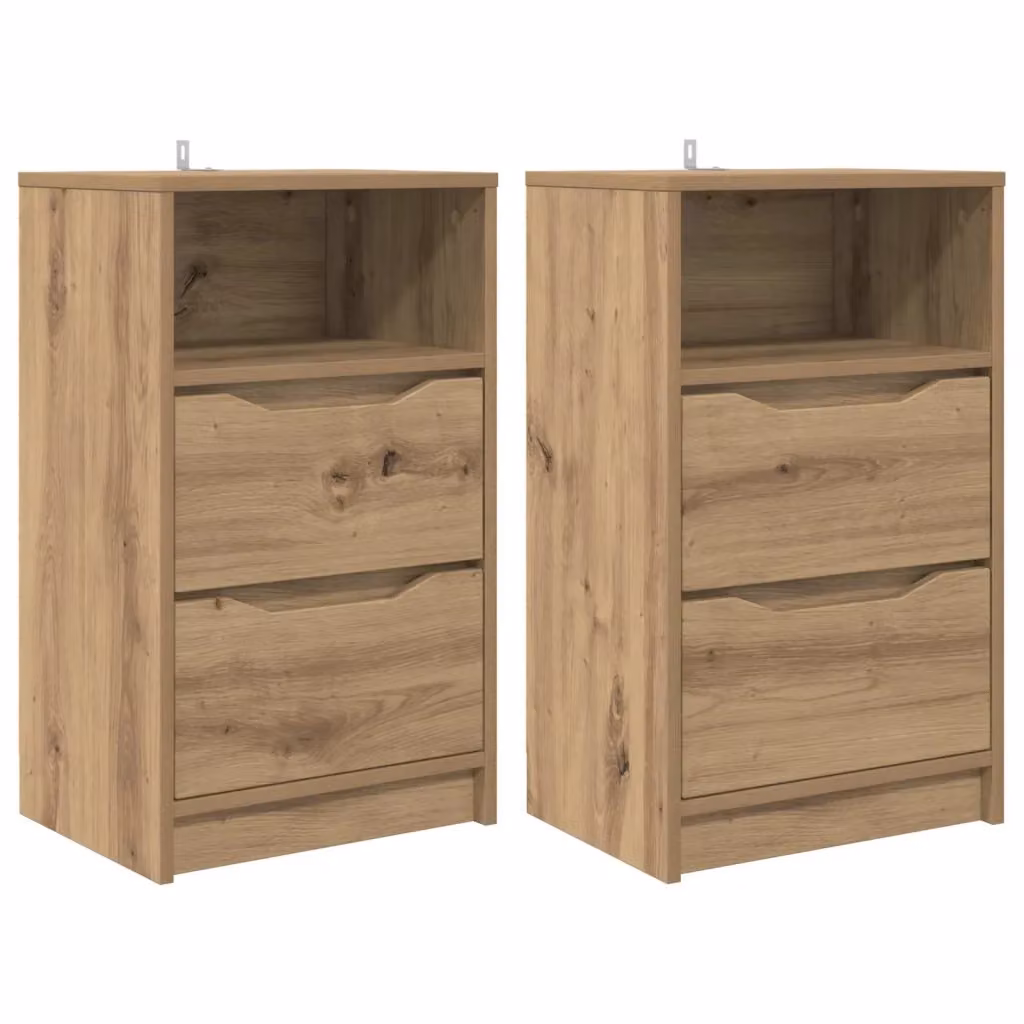 Set di 2 comodini vidaXL in legno rovere marrone per camera da letto o soggiorno, L/P/H: 40 x 30 x 67 cm – 2