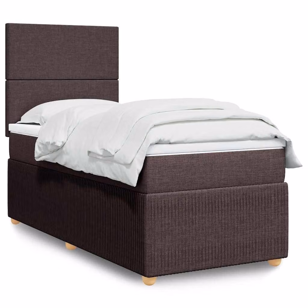 vidaXL Letto Ibrido con Giroletto a Molle e Materasso con Tasche Individuali, Marrone e Bianco, L/P/H: 90 x 190 x 150,5 cm
