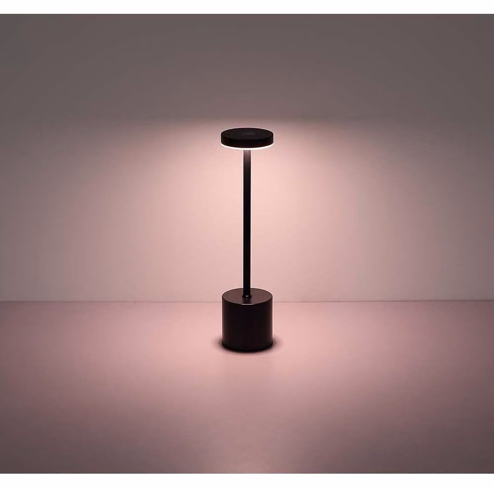 Lampada da tavolo a LED, metallo, nero, dimmer touch, batteria ricaricabile, H 34,3 cm