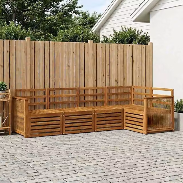 Set di divani da esterno 4 pz Naturale Legno di Acacia Massello 3384355