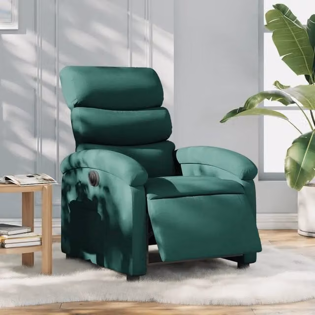 Poltrona Elettrica Reclinabile-Divano Sedia Verde Scuro in Tessuto 264711