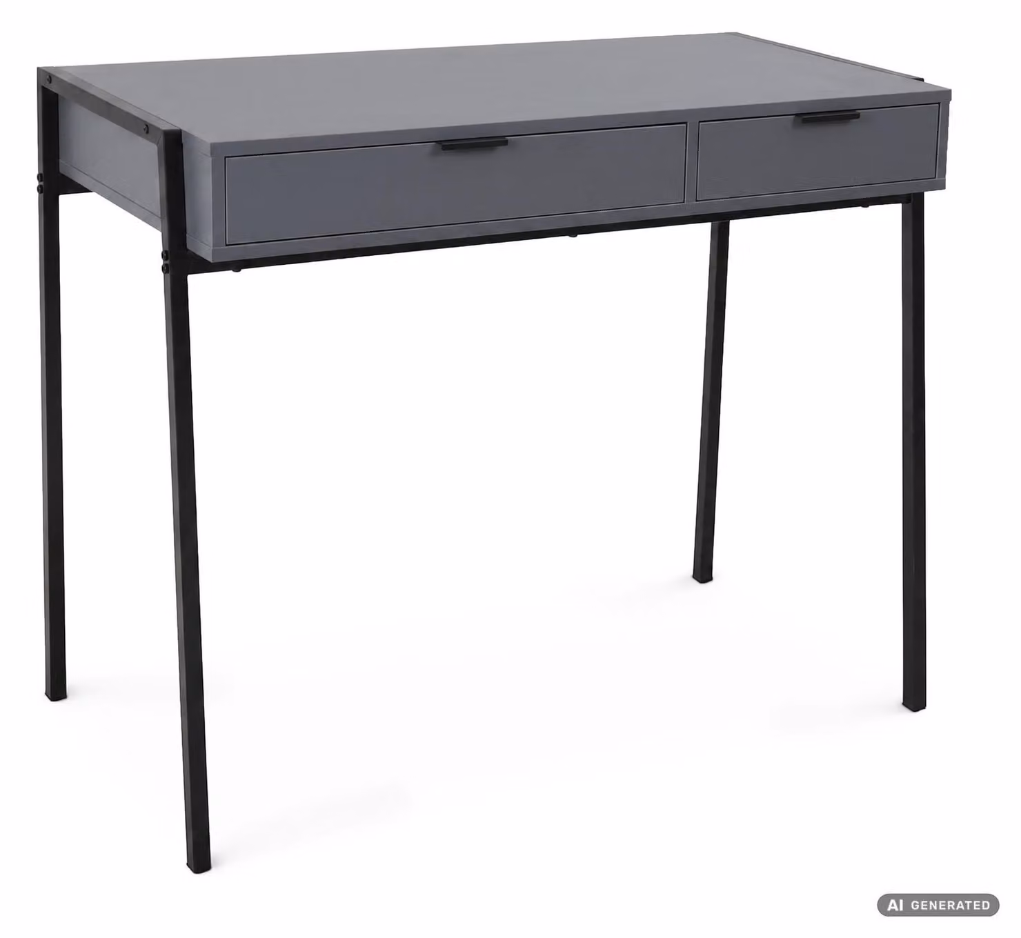 Scrivania industriale per computer Grafite ZENTIA 100 cm 2 cassetti gambe nere