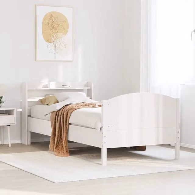 Letto in legno massello di pino bianco con doghe piatte vidaXL L/P/H: 200 x 100 x 82 cm